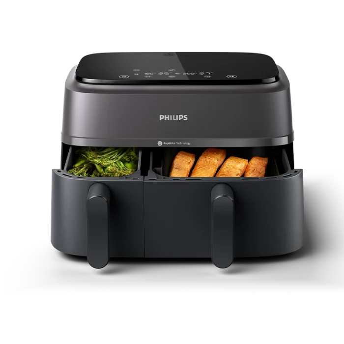 ⁦مقلاة هوائية  فيليبس 2 درج ، شاشة لمس ، 8 إعدادات مسبقة ، 2750 واط سعة 9 لتر ، اتصال هوم اي دي  لون أسود NA35009⁩ - الصورة ⁦5⁩