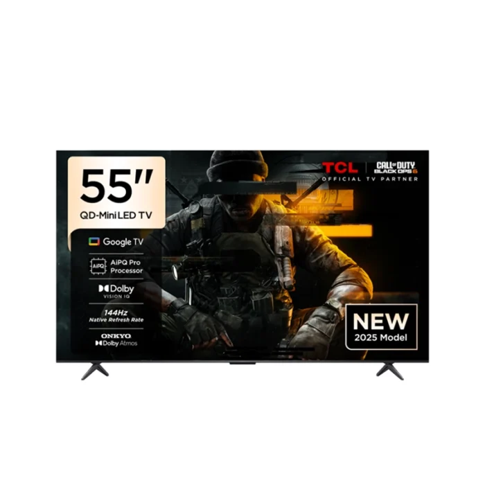 ⁦شاشة TCL 55 بوصة QD Mini LED 4K – 144Hz – Google TV – صوت ONKYO⁩ - الصورة ⁦1⁩