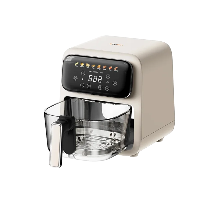 ⁦قلاية هوائية كولن بسلة زجاجية 4 لتر – 1200 واط – أبيض – 816102025⁩ - الصورة ⁦4⁩