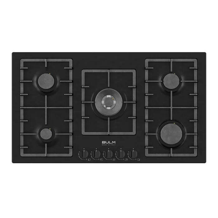 ⁦موقد غاز بلت إن بولم 90 سم – 5 عيون – شعلة دبل ثلاثية وسط أمامي – شبك ثقيل – إيطالي – B95-902NERO⁩ - الصورة ⁦1⁩