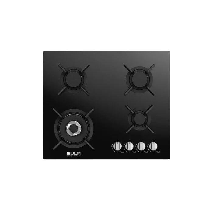 ⁦موقد بلت إن بولم 60 سم سيراميك أسود – 3 غاز + 1 شعلة دبل – إيطالي⁩ - الصورة ⁦1⁩