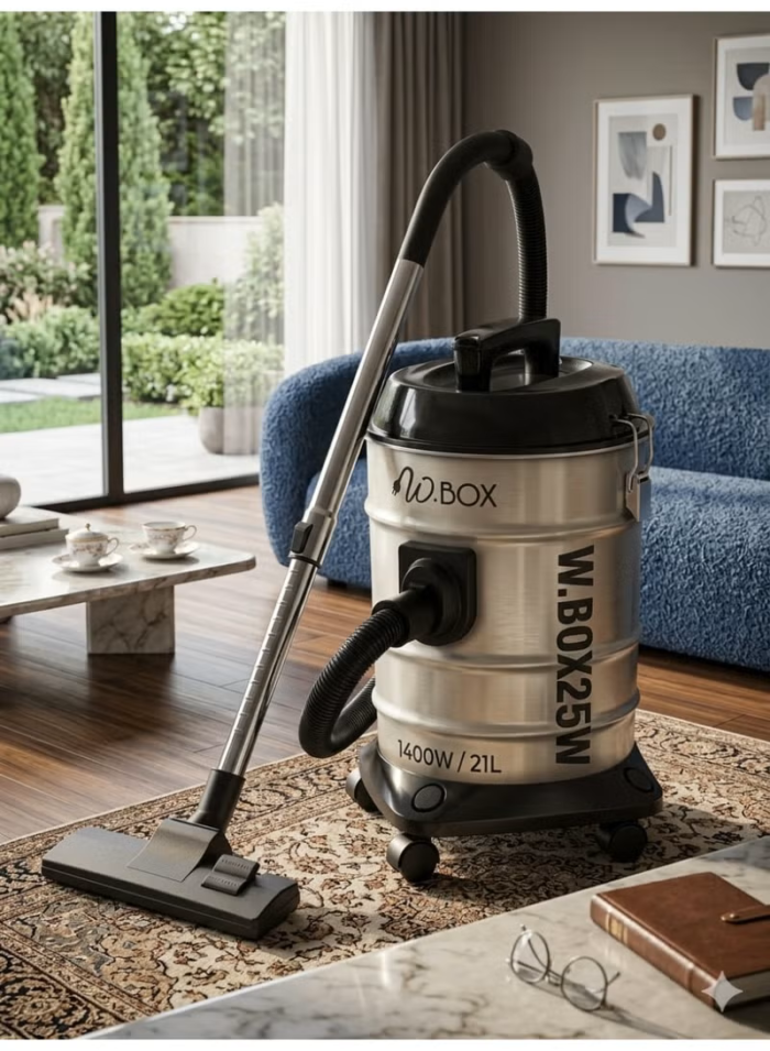 ⁦مكنسة برميل W.BOX سعة 21 لتر – 1400 واط – أوف وايت – RM-DVC21A⁩ - الصورة ⁦2⁩