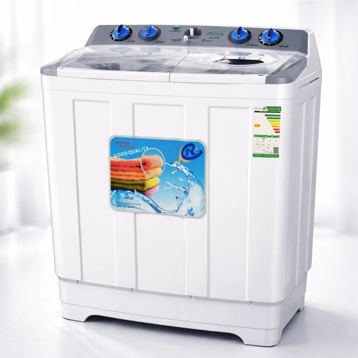 ⁦غسالة W.BOX حوضين 13 كجم – أبيض/رمادي – WB15TTW⁩ - الصورة ⁦2⁩