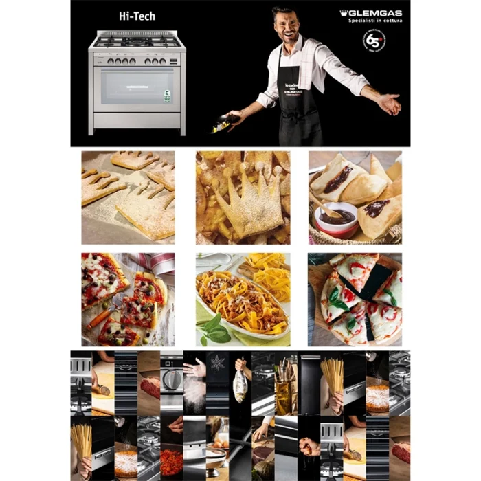 ⁦فرن جليم غاز 90×60 سم – 5 شعلات – مروحة – قلاية هوائية Air Fryer – باب ثلاثي الزجاج – HT967GIFSMFAF⁩ - الصورة ⁦11⁩