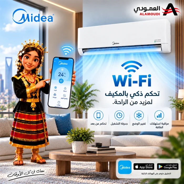 ⁦مكيف ميديا آير ايكو سبليت انفرتر 30 ألف وحدة حار وبارد – واي فاي – SAPV30HDAG1KSA-NP⁩ - الصورة ⁦13⁩
