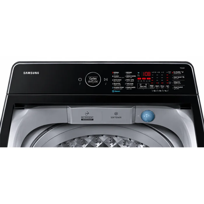 ⁦غسالة سامسونج Bespoke AI تحميل علوي 16 كجم، AI Wash، EcoBubble، SmartThings، أبيض – WA80F16B9WYL⁩ - الصورة ⁦2⁩