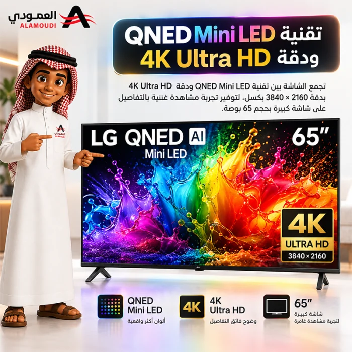 ⁦شاشة ال جي 65 بوصة QNED Mini LED 4K سمارت webOS 2026 مع ريموت AI Magic – 65QNED70B6T⁩ - الصورة ⁦2⁩