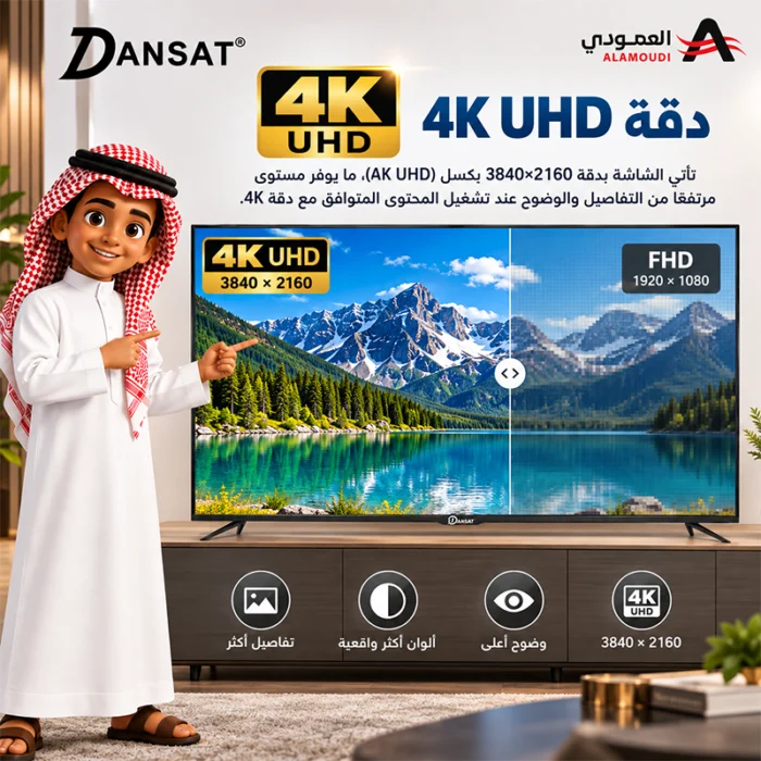 ⁦شاشة دانسات 75 بوصة سمارت 4K أندرويد 15 مع رسيفر داخلي – DTD75BU/A15⁩ - الصورة ⁦3⁩