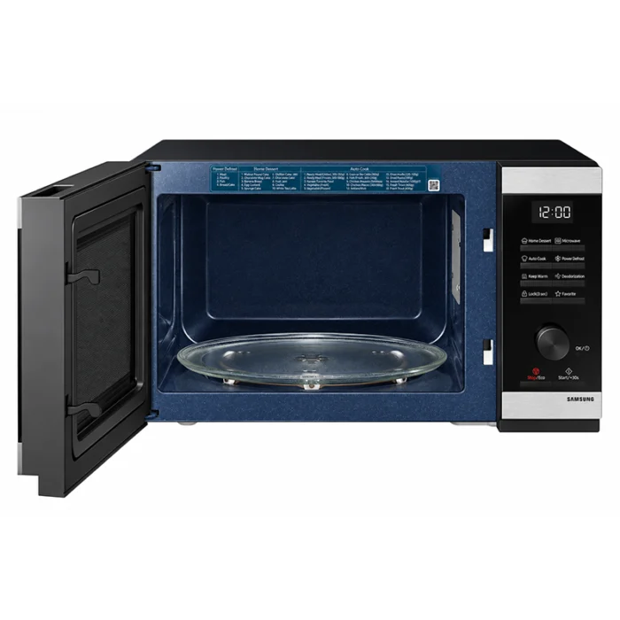 ⁦مايكروويف سامسونج 32 لتر 1000 واط، Auto Cook، Power Defrost، Ceramic Inside، فضي – MS32DG4504ATZA⁩ - الصورة ⁦3⁩