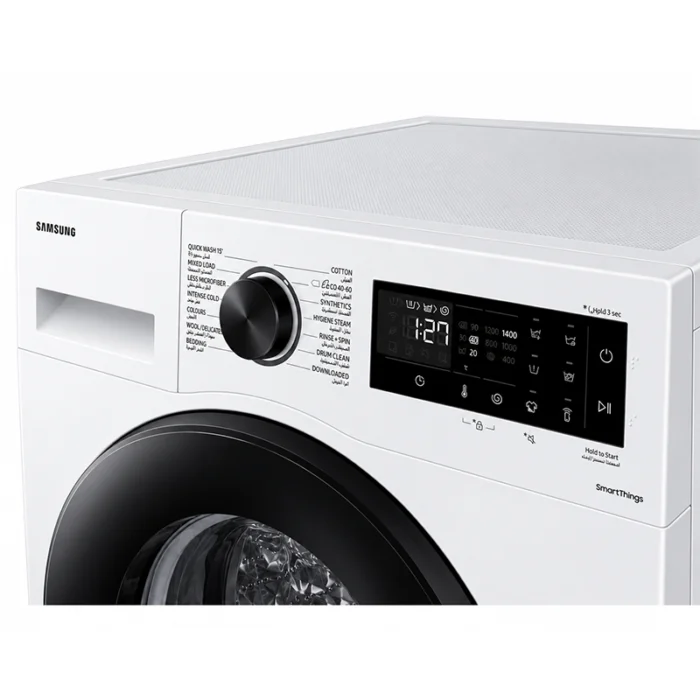 ⁦غسالة سامسونج تحميل أمامي 8 كجم، 1400 دورة، EcoBubble، بخار صحي، Wi-Fi وSmartThings – أبيض – WW80CGC04DAEYL⁩ - الصورة ⁦4⁩