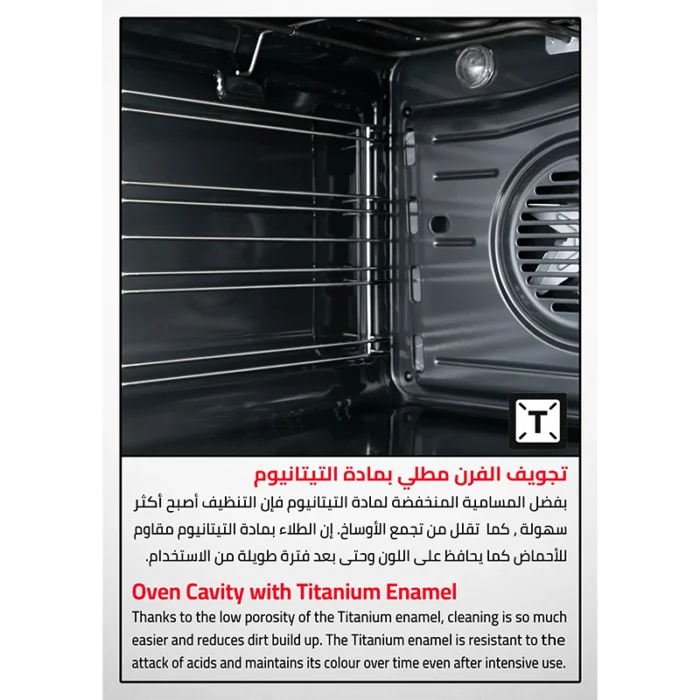 ⁦فرن جليم غاز 60×90 سم 5 عيون كهربائية سعة 117 لتر متعدد الوظائف مع مروحة ومؤقت رقمي موديل SB9624VI⁩ - الصورة ⁦5⁩