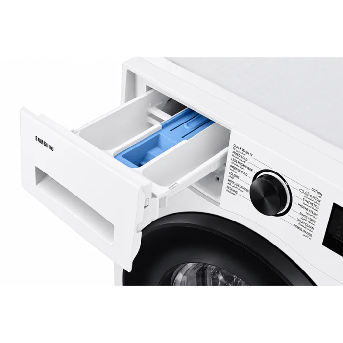 ⁦غسالة سامسونج تحميل أمامي 8 كجم، 1400 دورة، EcoBubble، بخار صحي، Wi-Fi وSmartThings – أبيض – WW80CGC04DAEYL⁩ - الصورة ⁦5⁩