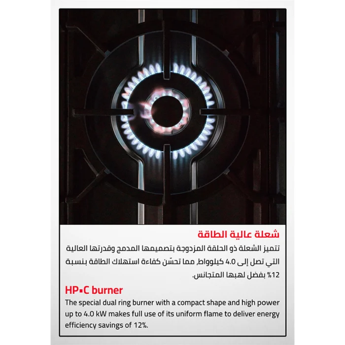 ⁦فرن جليم غاز 60×90 سم 5 عيون غاز سعة 122 لتر أمان تام وشواية غاز موديل SL9612GIFS⁩ - الصورة ⁦7⁩