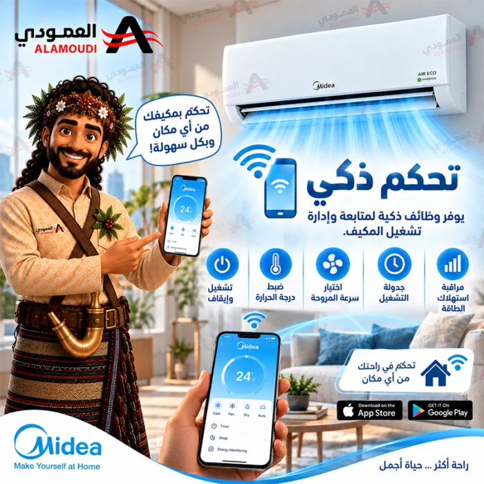 ⁦مكيف ميديا  سبليت آير ايكو  وحدة 18,200 – إنفرتر – بارد فقط – AI ECOMASTER – SAPV18CDEFKSA⁩ - الصورة ⁦7⁩