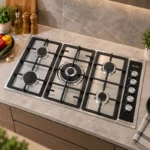 ⁦سطح غاز البا ELBA بلت إن 90 سم 5 شعلات شعلة ثلاثية شبك حديد زهر – E95-54V X⁩ - الصورة ⁦2⁩