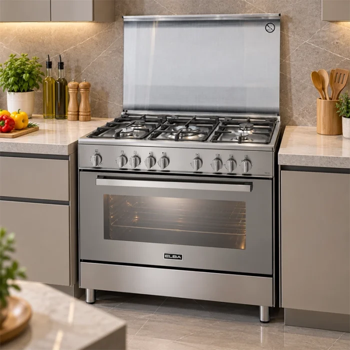 ⁦فرن إلبا ELBA غاز إيطالي 90 × 60 سم 5 شعلات 106 لتر 5 وظائف مع شواية دوارة – CXX 965 G SA⁩ - الصورة ⁦3⁩