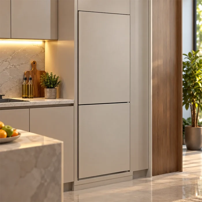 ⁦ثلاجة كتشن لاين Kitchen Line بلت إن بابين 9 قدم 243 لتر فريزر سفلي أبيض تلبيس كامل – KL2761-243LT⁩ - الصورة ⁦4⁩