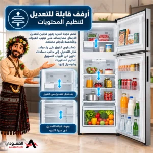 ثلاجة إلكترولوكس 431 لتر، بابين بفريزر علوي، إنفرتر، نوفروست، فضي – ETM4302C-S 9 Untitled 11 56