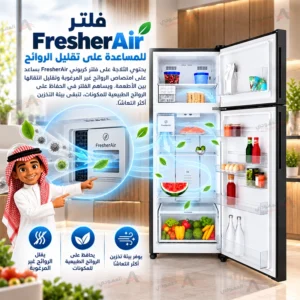 ثلاجة إلكترولوكس 503 لتر (17.6 قدم)، بابين بفريزر علوي، إنفرتر، نوفروست، تبريد Cooling 360°، أسود مطفي – ETM5002C-B 8 Untitled 11 57