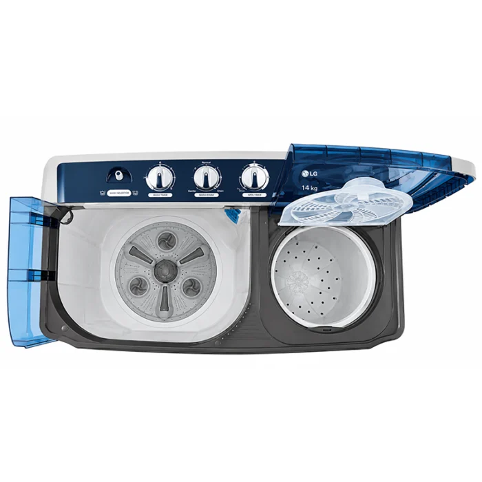 ⁦غسالة إل جي حوضين 14 كجم – Roller Jet وWind Jet Dry – رمادي فاتح – WTT1410OL1⁩ - الصورة ⁦2⁩