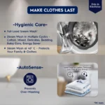 ⁦غسالة ومجفف إلكترولوكس أوتوماتيك 9/6 كيلو فتحة أمامية، 1200 دورة، بخار HygienicCare، محرك EcoInverter، أبيض – EWW9024P3WC⁩ - الصورة ⁦2⁩