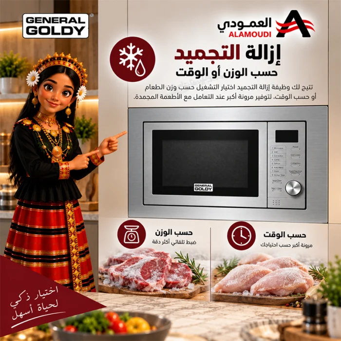 ⁦جنرال جولدي ميكروويف بلت إن 25 لتر مع شواية ديجيتال استيل – GGM25S⁩ - الصورة ⁦5⁩
