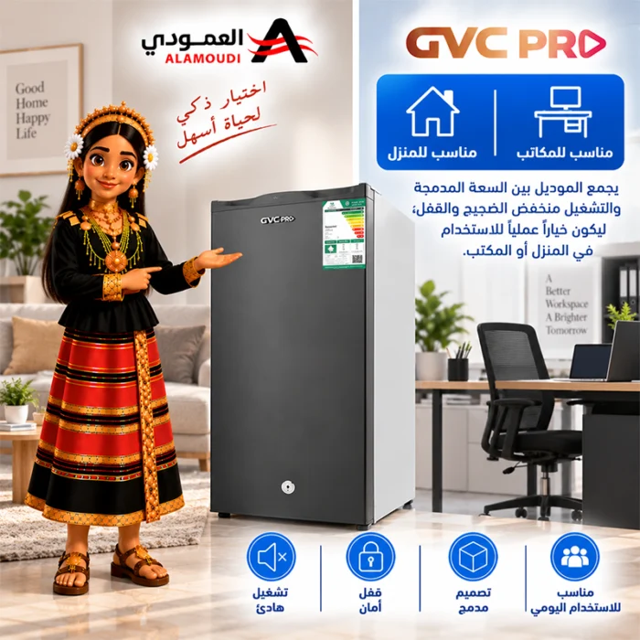 ⁦ثلاجة جي في سي برو باب واحد 3 قدم 86 لتر بفريزر داخلي فضي – GVCRF-140S⁩ - الصورة ⁦7⁩